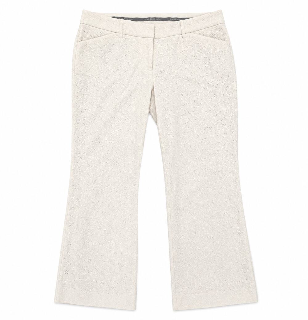 Vintage Express Editor White Eyelet Wide Leg Pants Cottagecore Y2K, sz 8